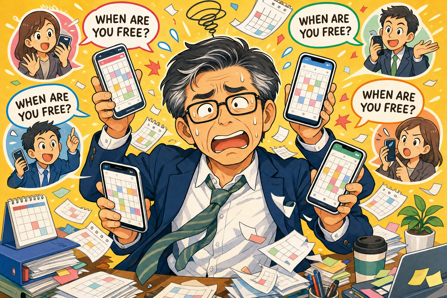 情景：日程調整の往復に疲れる担当者